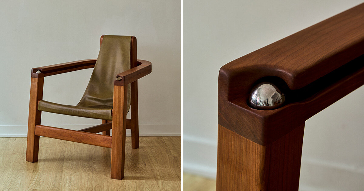 steel ball set into tanuvi hegde's fidget-friendly 'reflect' chair