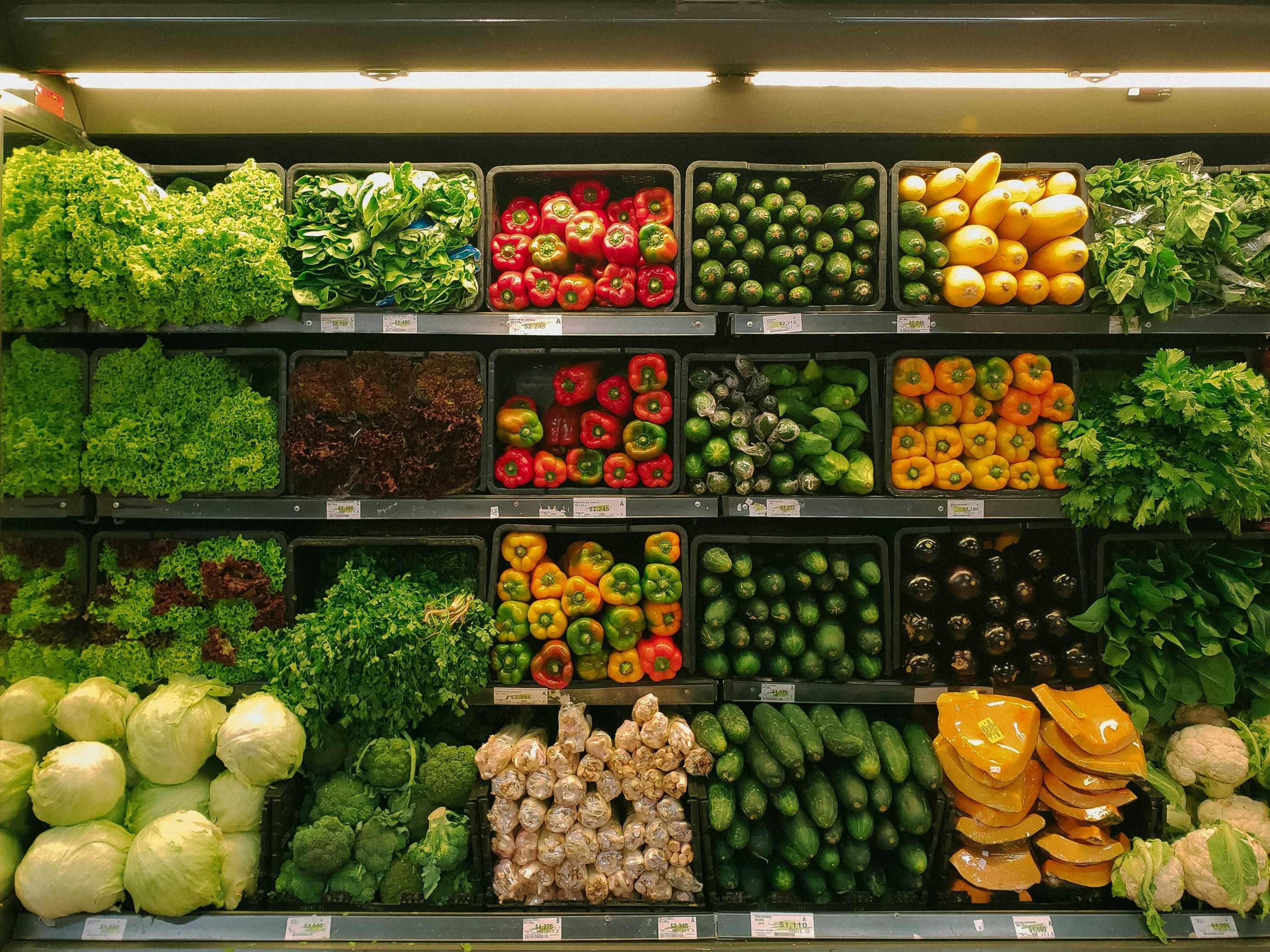 Fresh vegetables are pictured in a grocery store.