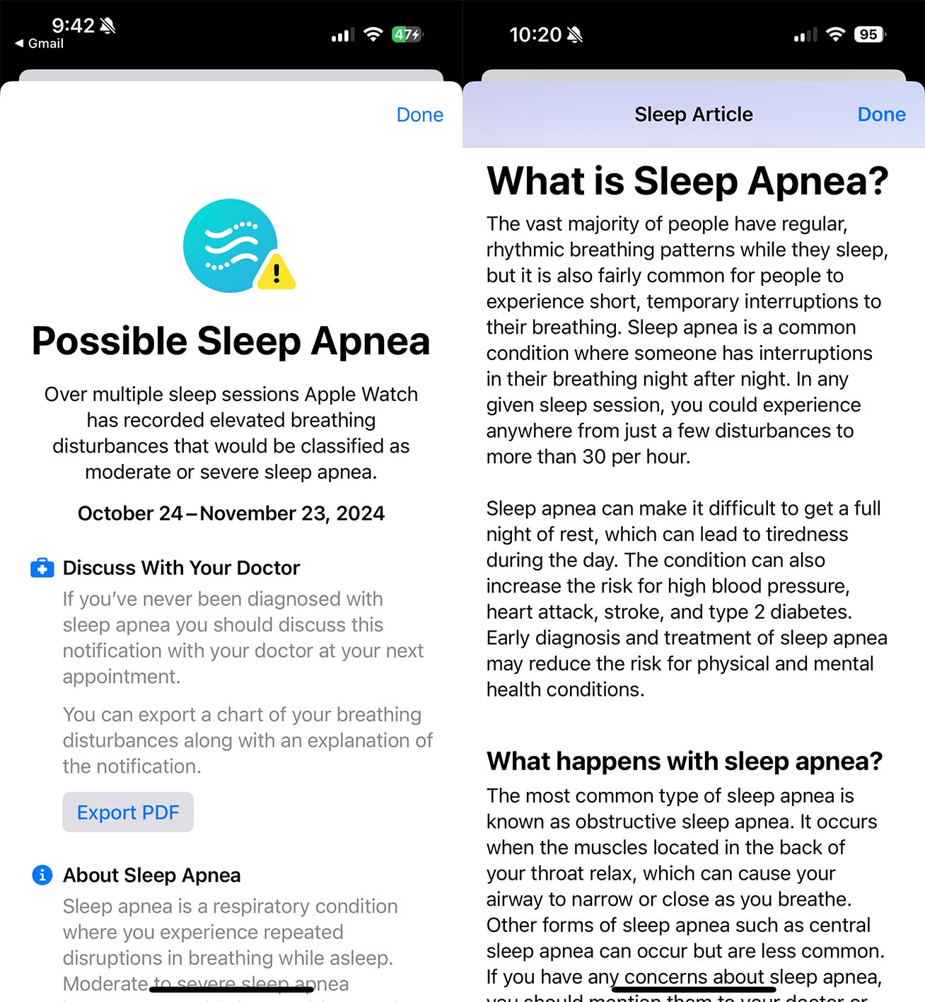 Sleep apnea health app