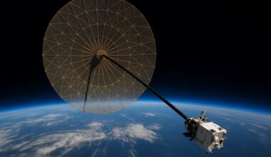 giant antenna disassembled in orbit
