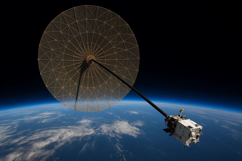 giant antenna disassembled in orbit