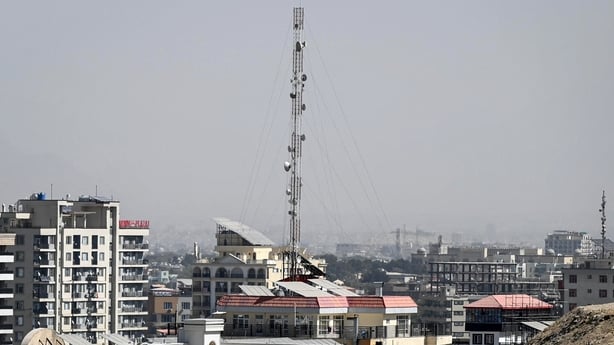 A general view shows a telecommunications antenna amid a nationwide telecom outage in Kabul