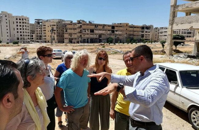Catherine Connolly pictured with fellow TDs Mick Walllace and Clare Daly in Aleppo, Syria, in 2018.