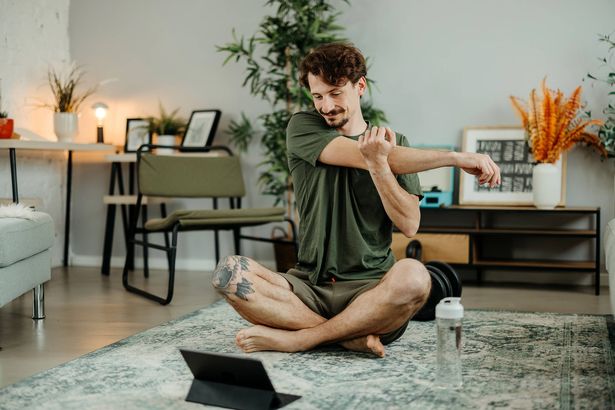 Person doing exercises at home