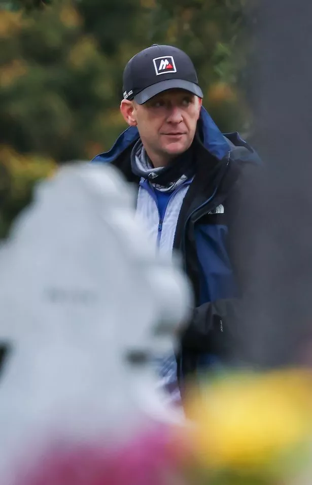 24/09/'25 Derek 'Delboy' Hutch, brother of murder victim Gary Hutch, pictured this afternoon at his brother's grave on the 10th anniversary of the death of his brother, who was shot dead in Spain. His killing sparked the Kinahan/Hutch feud. 