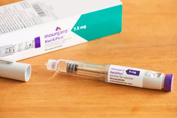 A photo illustration of a Mounjaro pen 