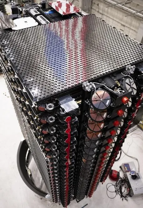 The top six Direct to Cell Satellites stacked and ready for launch