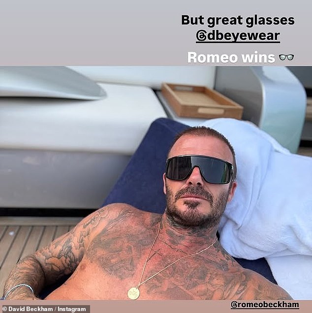 David then followed up with a close-up selfie of himself in the same black sunglasses and matching buzz cut - and the resemblance between the pair was uncanny