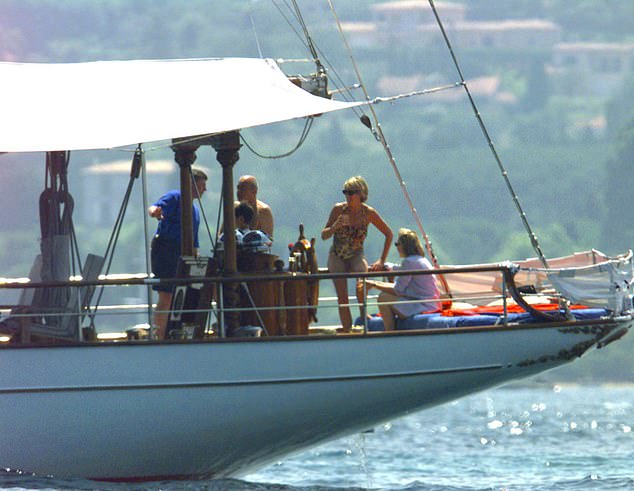 Diana on another one of Al Fayed's boats called Saxara,  in the summer of 1997