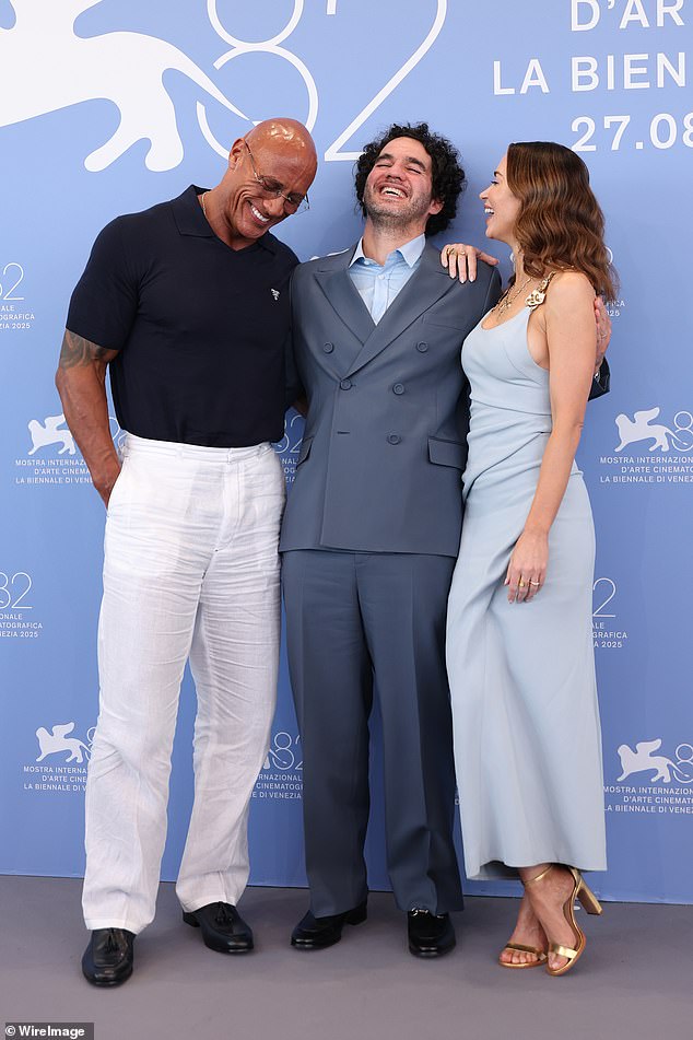 The stars and director shared a giggle at the event