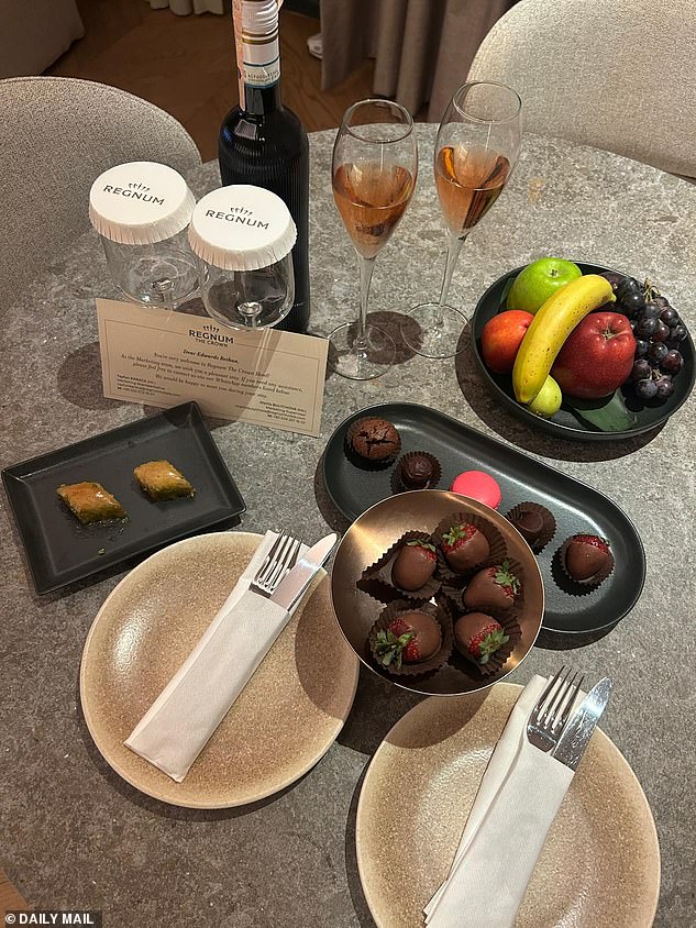 And as I arrived in the extravagant £3K-a-night suite, there was clearly no expenses spared for JLo as I was given the same A-list treatment with champagne and chocolate strawberries