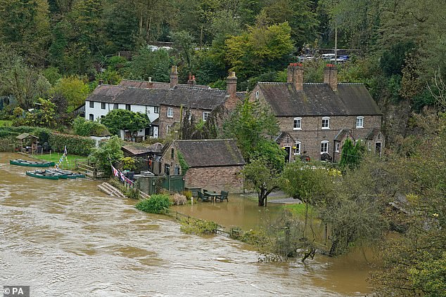 The River Severn in Shropshire also burst its banks and caused flooding during the storm