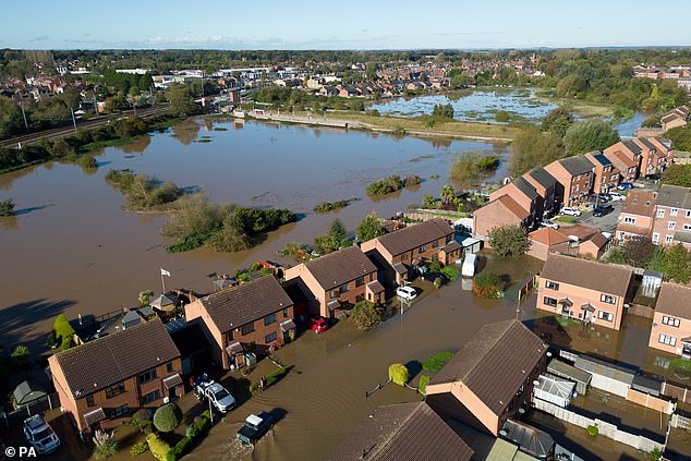 Flooding in Retford in Nottinghamshire, after Storm Babet battered the UK, causing widespread flooding and high winds