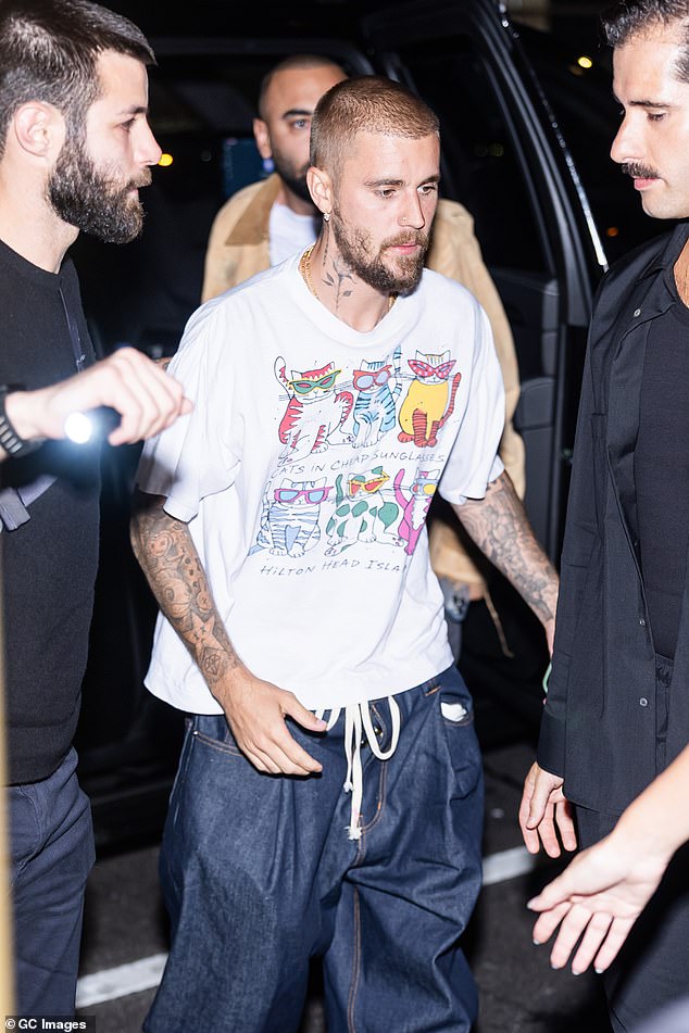 The Never Say Never singer looked relaxed as he was snapped stepping out his car in Union Square