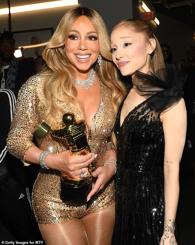 Before the after party, Carey looked fabulous in gold as she took the stage at the annual awards ceremony at the UBS Arena in Elmont, New York. The star also picked up an award and posed with pal Ariana Grande