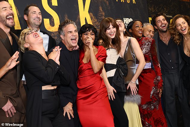 Pictured left to right: Tom Pelphrey and Martha Plimpton, Brad Ingelsby, Mark Ruffalo, Silvia Dionicio, Emilia Jones, Alison Oliver, Thuso Mbedu, Mark Roybal, Fabien Frankel and Margarita Levieva attend HBO's 'Task' premiere