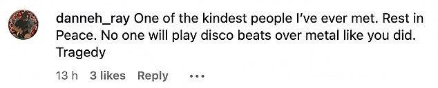 Many fans flocked to the comments to share a tribute for the late drummer