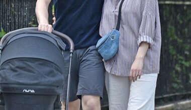 Jack Lowden and his wife Saoirse Ronan looked utterly smitten as they took their new baby out in its pram on Tuesday