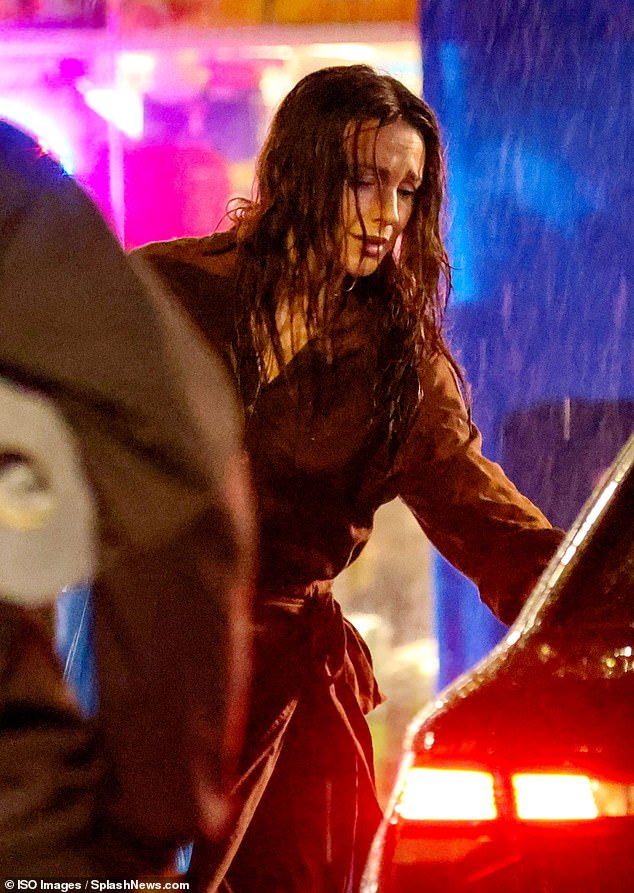 The actress battled the elements to film her latest scenes for the six-part drama, which was announced last month