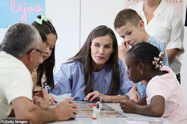 Queen Letizia of Spain (pictured) visited two schools on Friday to mark the start of the new academic year