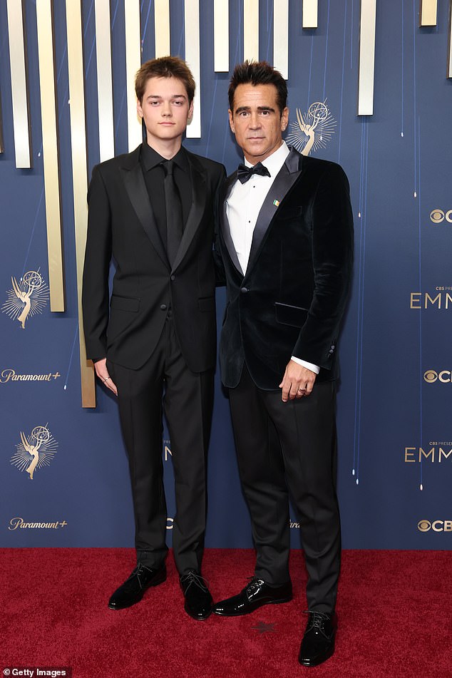 Irish actor Colin Farrell was another star spotted at the event, joined by his son Henry