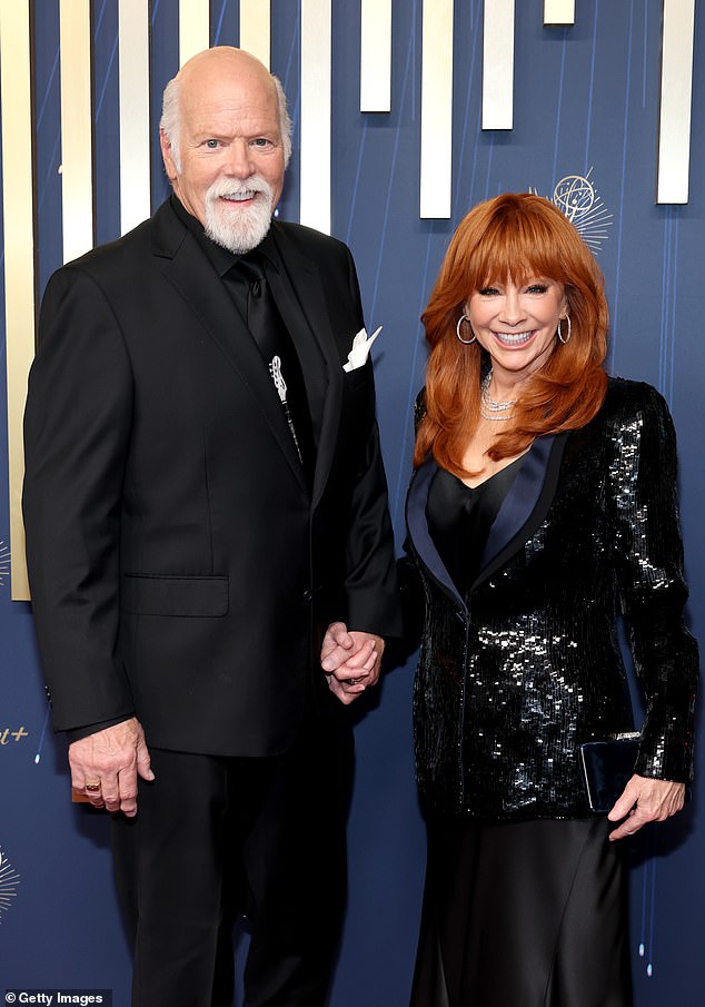 Reba also revealed that she and Rex Linn are engaged after five years of dating; seen at the 2025 Emmy Awards