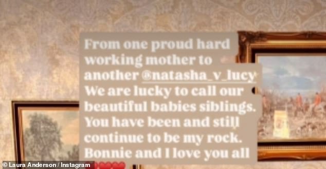 She penned: 'We are lucky to call our beautiful babies siblings. You have been and still continue to be my rock. Bonnie and I love you all'