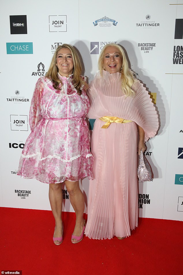 Television presenter Vanessa Feltz grabbed attention in her eye-catching pink sheer frock