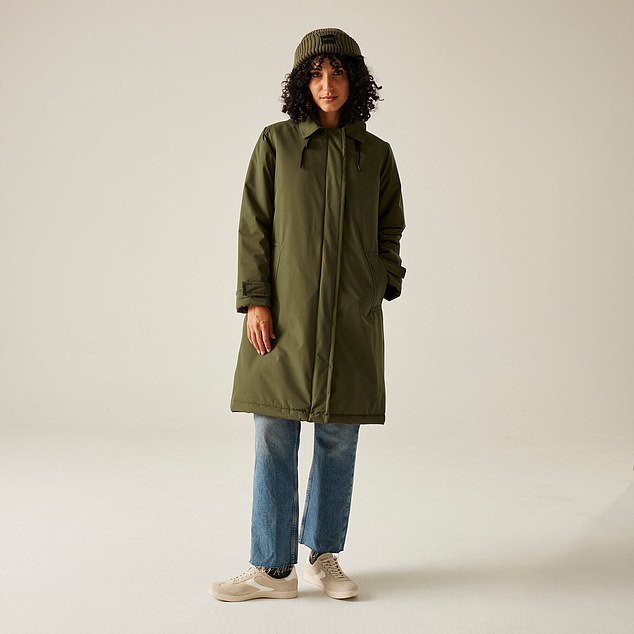 Orla Kiely's £98 mac is in a pretty shade of olive green