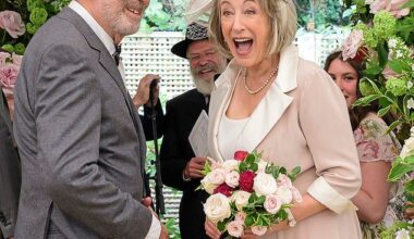 The happy couple during their beautiful garden ceremony
