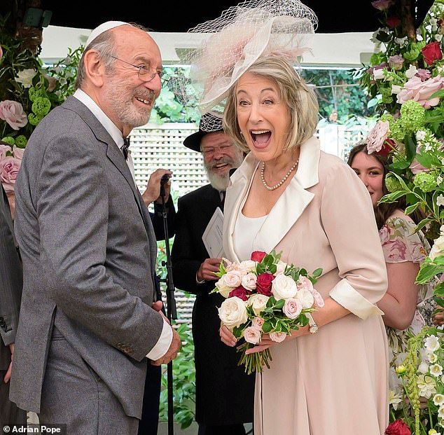 The happy couple during their beautiful garden ceremony