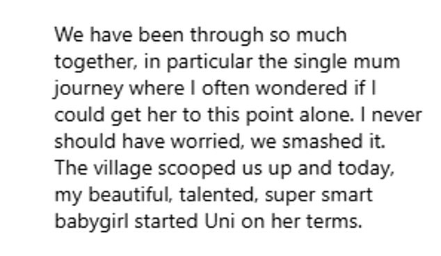 Breaking down in tears in her Instagram video, Myleene took a thinly veiled swipe at her ex. 'We have been through so much together, in particular the single mum journey'