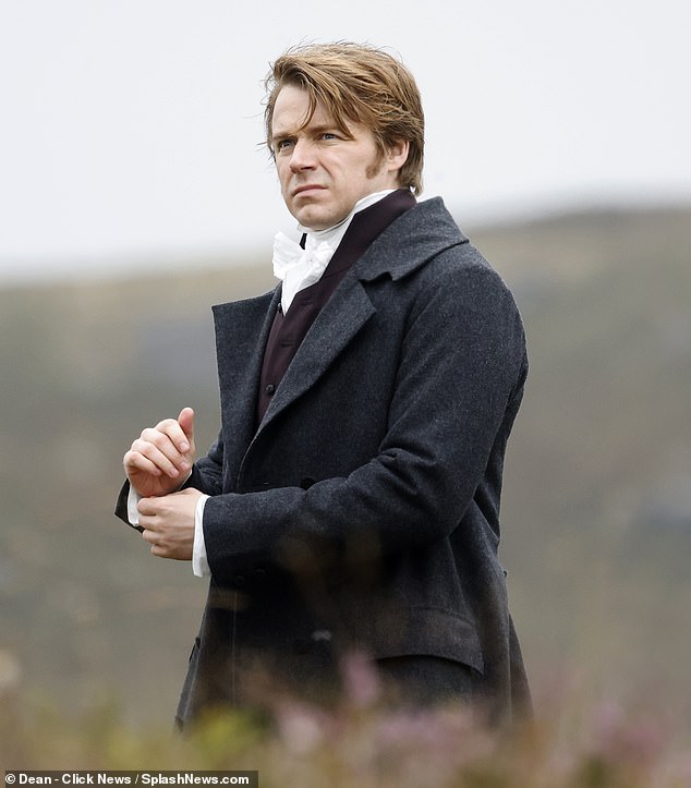 Jack Lowden seen filming a scene on the Derbyshire Dows for Pride and Prejudice