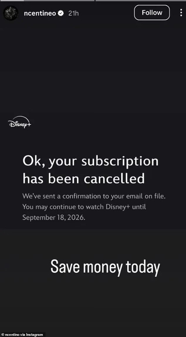 The actor shared a grab of his cancelation on Instagram Stories - writing 'Save money today' - to a varied reaction