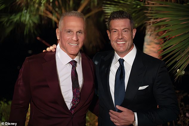 Mel made his debut as the season two lead of The Golden Bachelor on Wednesday (pictured with host Jesse Palmer)