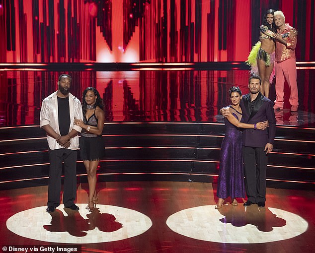 Baron Davis and Britt Stewart (left) were eliminated on Tuesday night while Baldwin and Savchenko faced being kicked off the competition