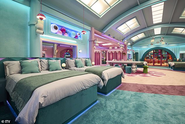 The bedrooms are no more restful, with bright velvet bed throws in electric blue, domed ceilings and shelves lined with eyeballs in varying sizes and materials