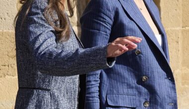 Queen Letizia (pictured, left) and Crown Princess Leonor (pictured, right) snapped during the second day of their trip to Navarra
