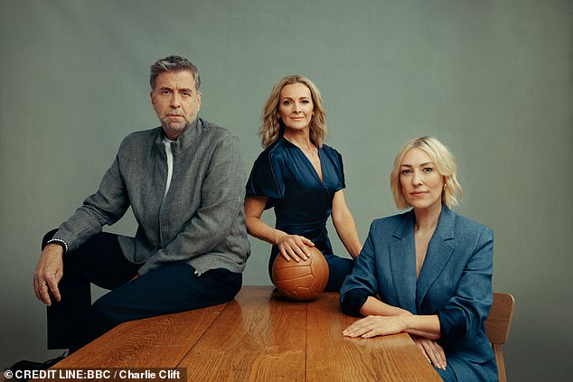 After Gary Lineker's departure at the end of last season Gabby Logan (centre), stepped in to present Match Of The Day, alongside Mark Chapman and Kelly Cates