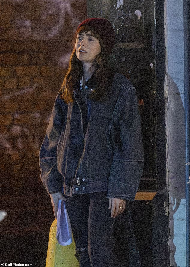 The 36-year-old actress filmed the scene in a graffiti-strewn alleyway in Kingston, Surrey