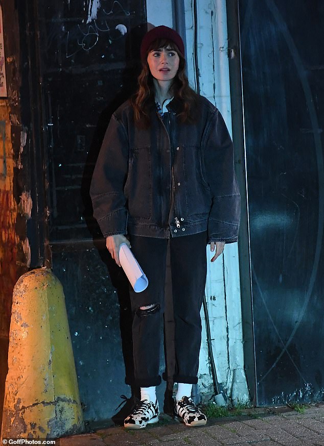 The actress was barely recognisable when compared to her normal Emily in Paris scenes