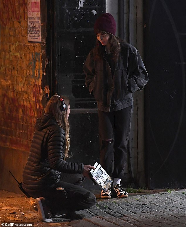 Lily spoke with multiple members of the crew as the filming continued deep into the night