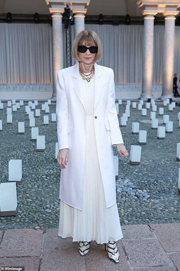 They were joined at the event by former editor-in-chief of Vogue Anna Wintour, 75, who wore all-white
