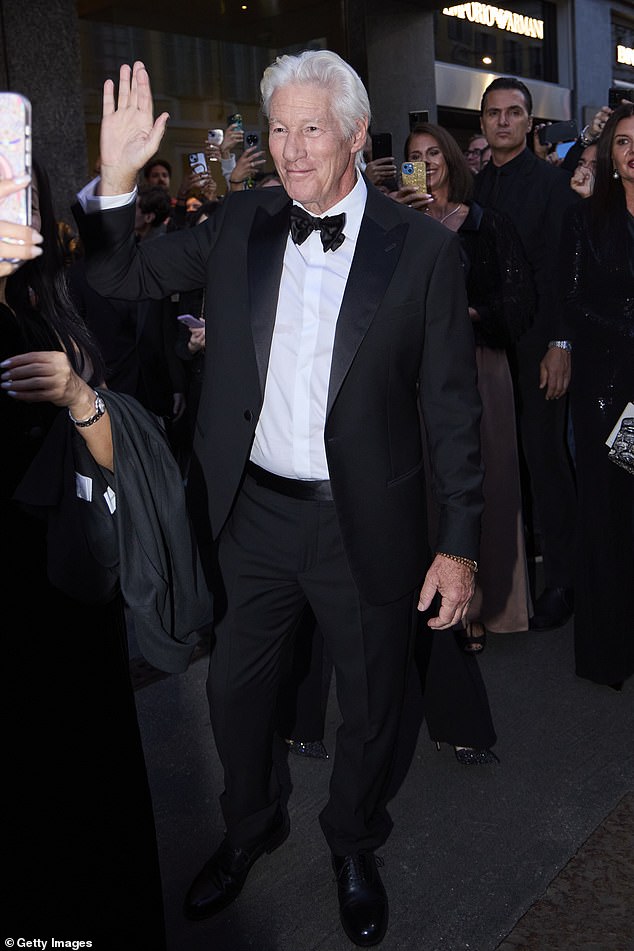 The actor greeted the crowds outside the venue when he left
