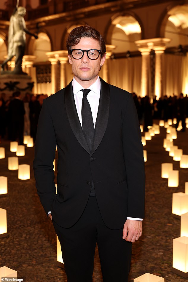 James Norton opted for a classic black tuxedo and tie for the show