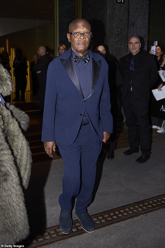 Samuel L. Jackson opted for a navy tuxedo with a silk bow tie