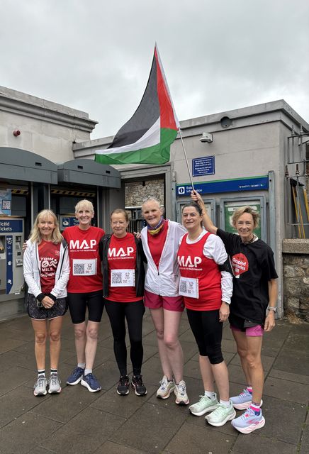 Runners at the Gaza solidarity run. Photo: Jennie Cotter