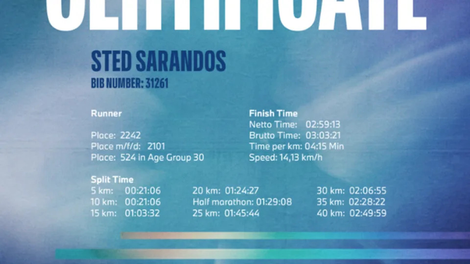 Harry Styles Berlin Marathon CertificateBMW BERLIN-MARATHON 2025