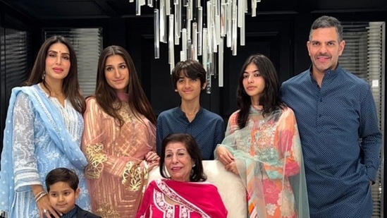 Amid a row over his inheritance, Sunjay Kapur's mother (middle) also made submissions to the court. (LinkedIn/Sunjay Kapur)