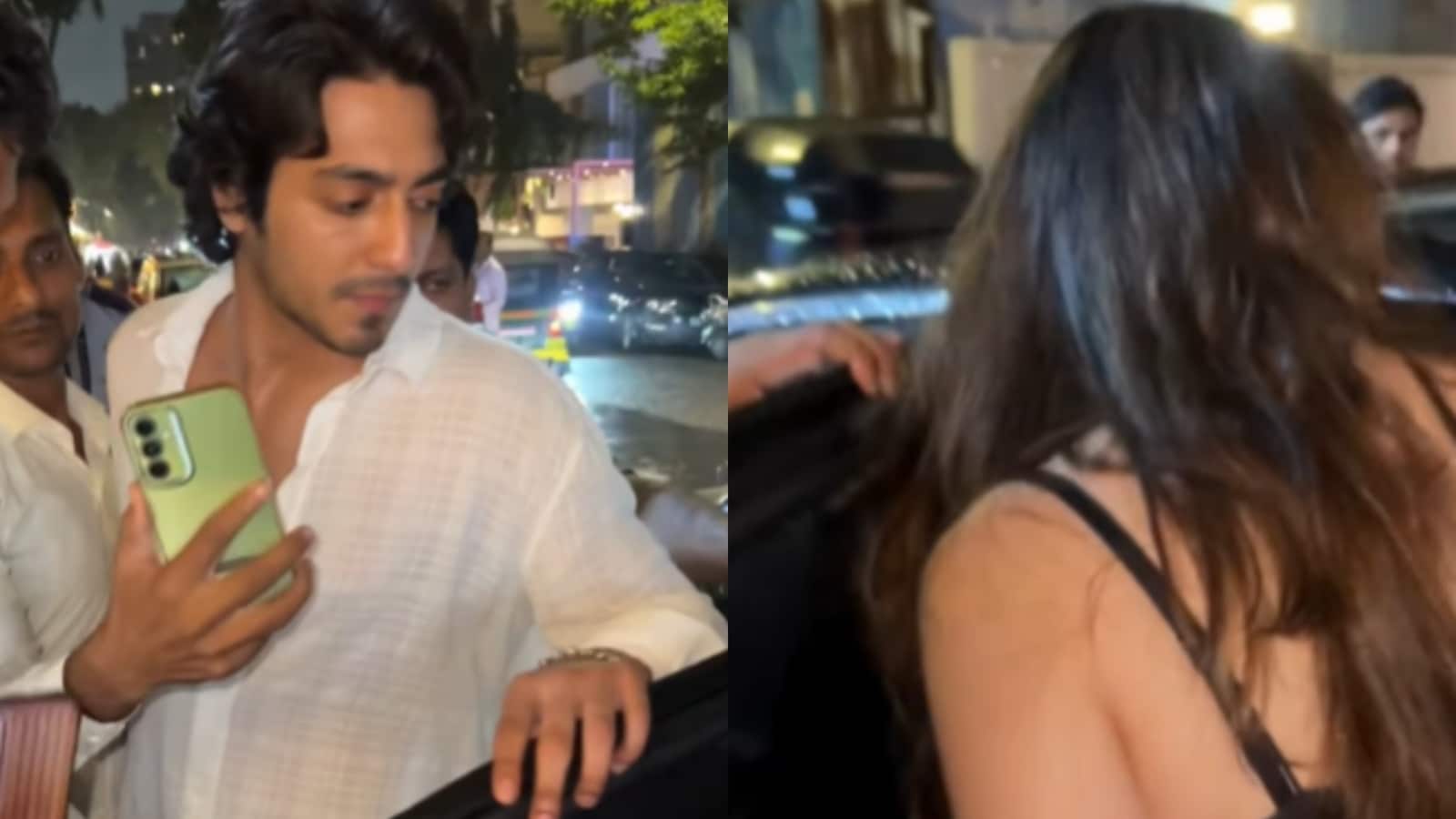 Ahaan Panday turns bodyguard for Aneet Padda as fans mob Saiyaara duo